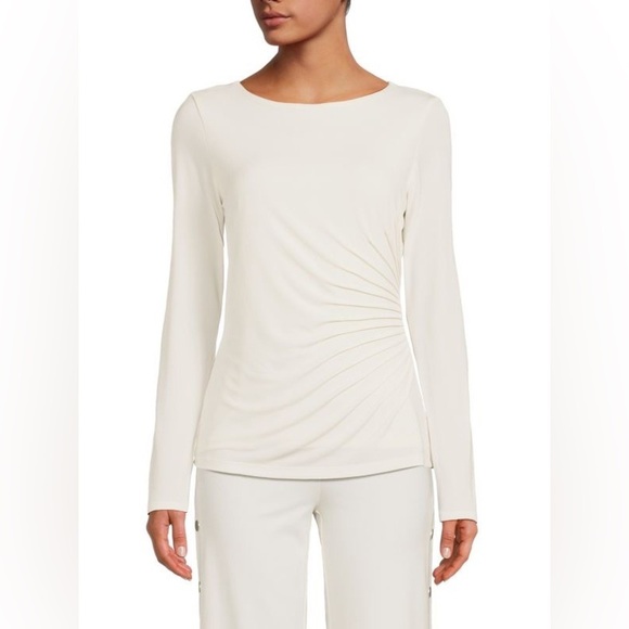 CARMEN MARC VALVO | Black Long Sleeve Ruched Top - Picture 5 of 5